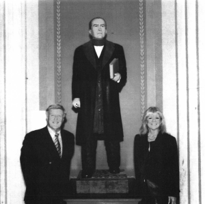 Patrick and Gail Conley at the November 5, 2014 dedication of the Thomas Dorr Sculpture at the entrance to the State Senate Chamber. (Author’s Collection)