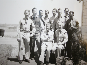 A rare image of the Der Ruf editorial staff at Fort Kearney. They are not wearing uniforms with PW on them (Edward Davison Papers, Yale University Library)