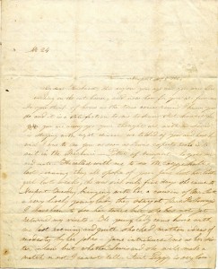 Cover page of letter from Henrietta Tew Deblois to her husband, dated Nov. 5, 1845 (John S. Deblois Papers, Newport Historical Society Collections)